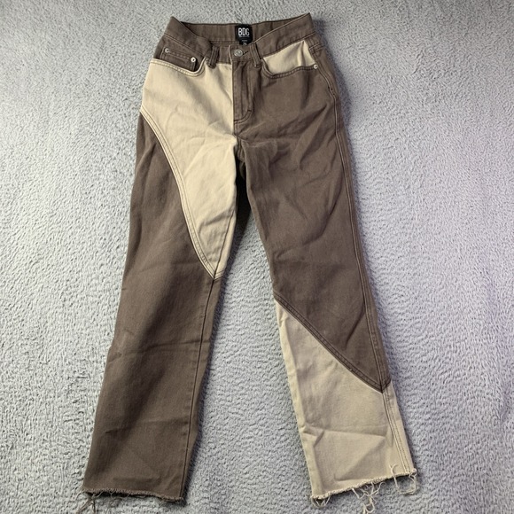 BDG Denim - BDG Urban Outfitters COWBOY Brown Color Block Hi Rise Straight Leg Jeans 24